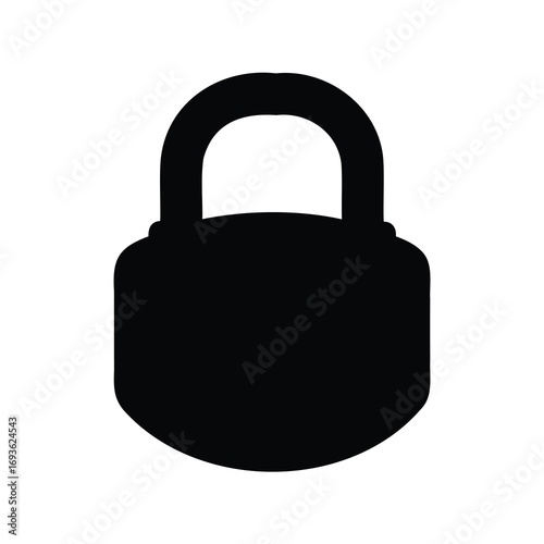 Black silhouette of a lock, indicating security, privacy, and protection