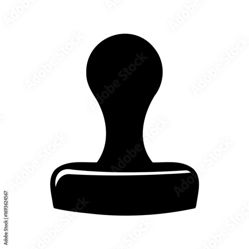Black stamp illustration on white background depicting authority and authenticity