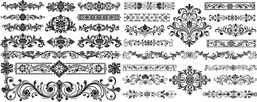 Elegant floral and scroll decorative borders for sophisticated design projects and vintage embellishments