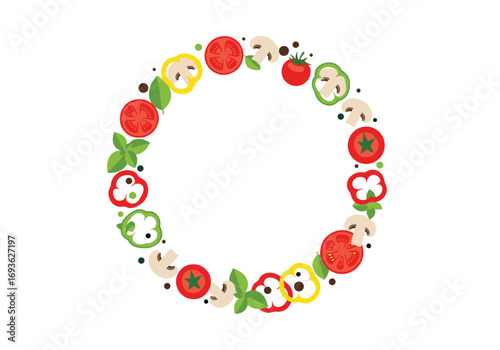 A vibrant circular arrangement of fresh ingredients for culinary creations