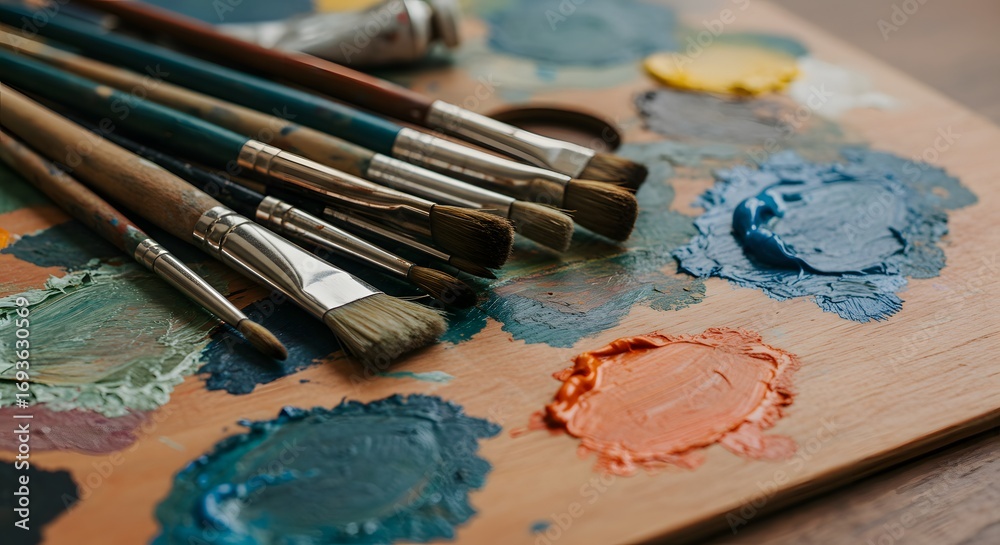 Fototapeta premium Paintbrushes and palette