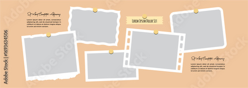 Pictures or photos frame collage, page grid layout abstract photo frames and digital photo wall template
