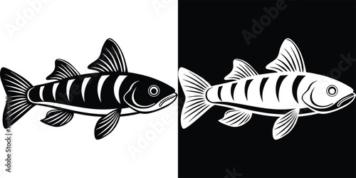 Striking dual-tone fish graphic perfect for any aquatic or fishing themed design project needing bold contrast