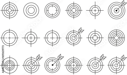 Target and aim icon set Target and Aim Icon Set Crosshair, Bullseye, Accuracy and Precision Vector Symbols