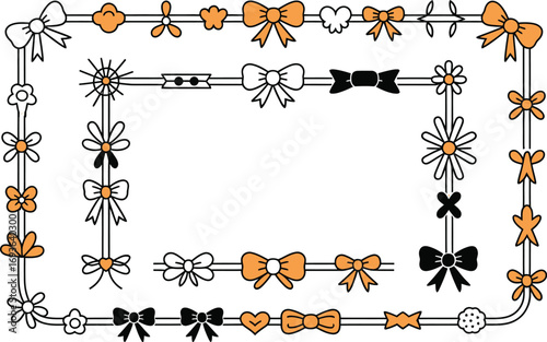 Create charming invitations with this playful floral and ribbon doodle frame for your special occasions