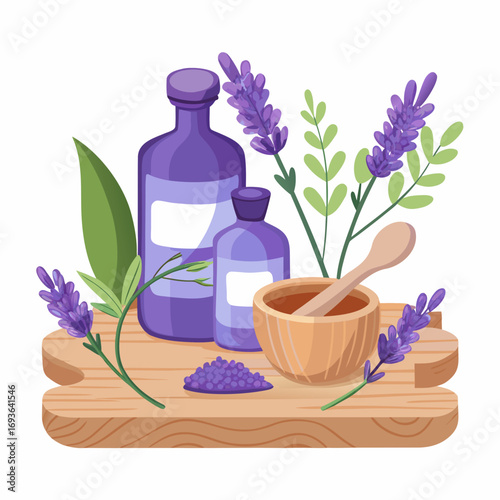 Lavender flower extract vector illustration, isolated on white background.