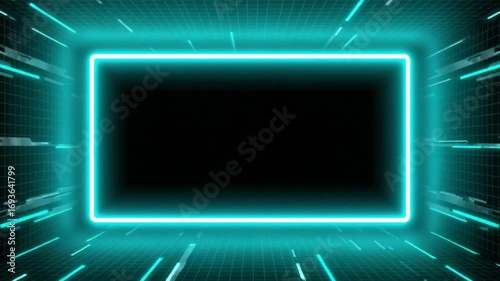 Wallpaper Mural A vibrant digital rendering featuring a glowing rectangular frame with a futuristic technological background. Torontodigital.ca