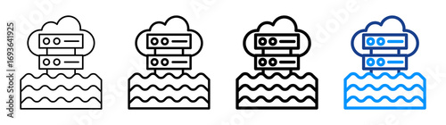 Data Lake Icon Different Style Outline Collection Set