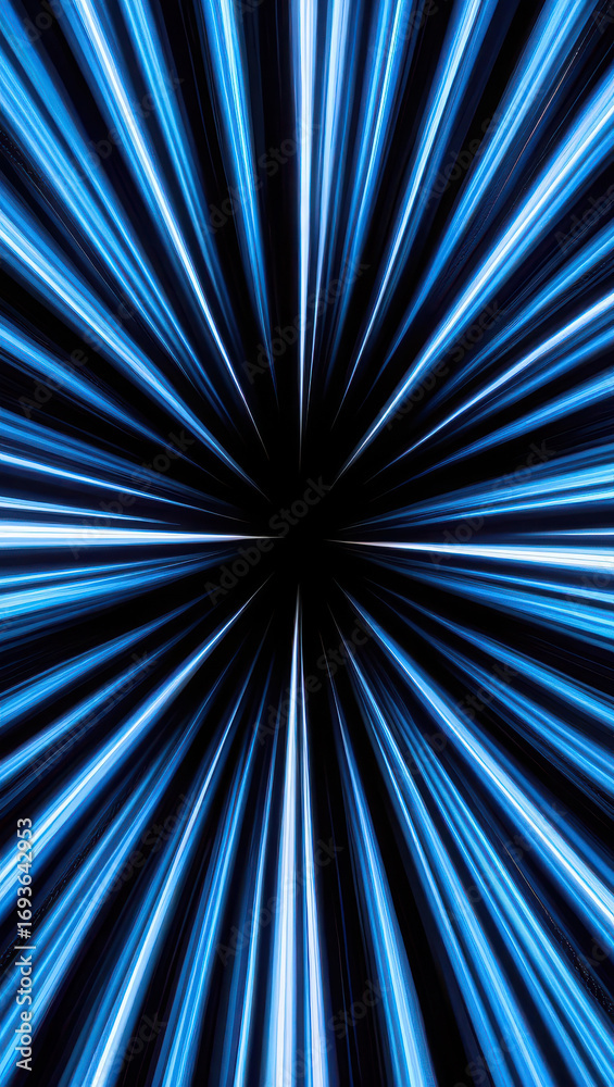 Obraz premium Abstract blue light streaks emanating from a central point creating a dynamic speed effect backdrop