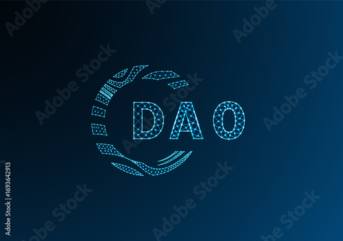 DAO low poly letter logo vector design. DAO lower poly logo design. DAO unique low poly logo design.