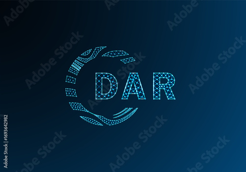 DAR low poly letter logo vector design. DAR lower poly logo design. DAR unique low poly logo design.
