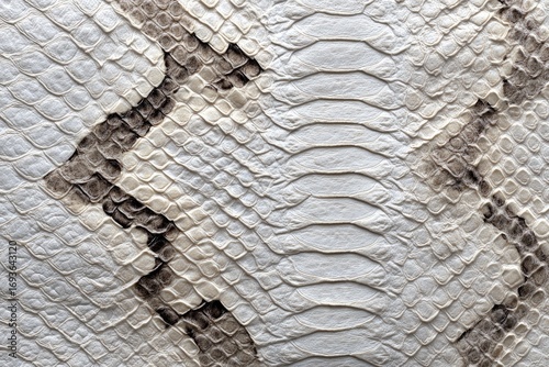 Close-up of a faux snake skin texture, cream and brown