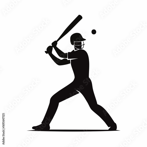 Dynamic baseball player swinging bat at incoming ball, capturing athletic action and competitive spirit