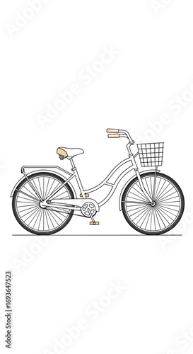Elegant cruiser bicycle with front basket and rear rack perfect for leisure rides and errands