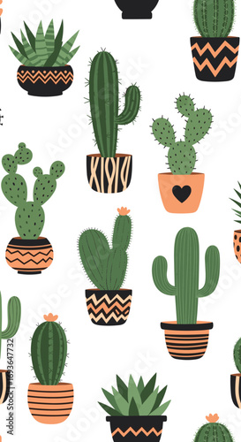 Collection of adorable potted cacti and succulents adorning a white background for decorative purposes