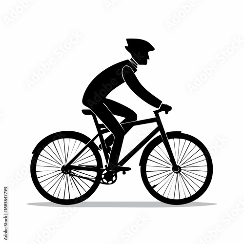 Dynamic cyclist in silhouette rides a sleek modern bicycle, embracing freedom and movement