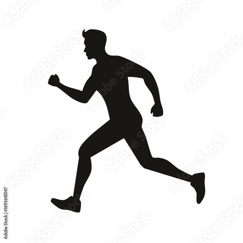 Dynamic man silhouette captured mid stride, embodying speed and athletic achievement for active lifestyles.