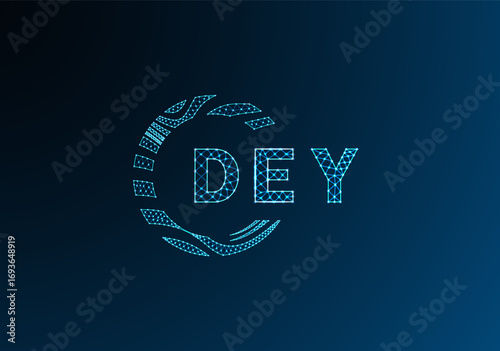 DEY low poly letter logo vector design. DEY lower poly logo design. DEY unique low poly logo design.