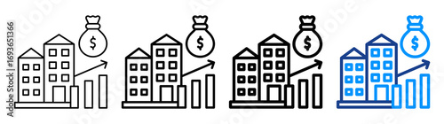 Company Budget Icon Different Style Outline Collection Set