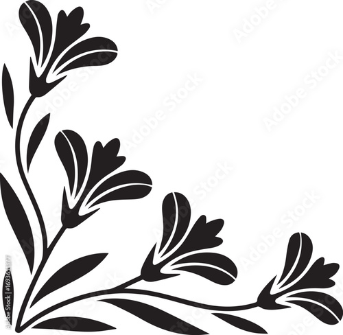 Silhouette vector art of corner flower