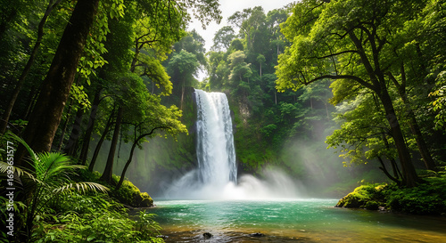 Tropical Waterfall in Jungle
