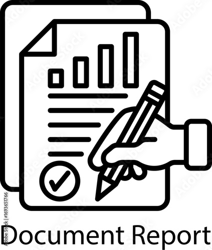 Document Report Outline Style. Vector Illustration For Graphic Design