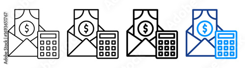 Salary Calculation Icon Different Style Outline Collection Set