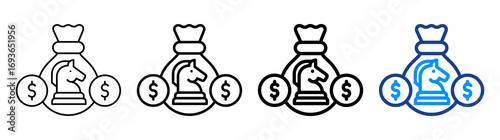 Money Strategy Icon Different Style Outline Collection Set