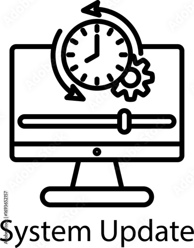 System Update Outline Style. Vector Illustration For Graphic Design