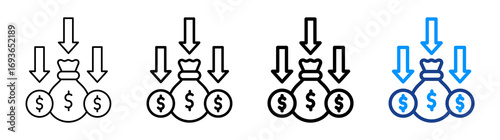 Budget Deficit Icon Different Style Outline Collection Set