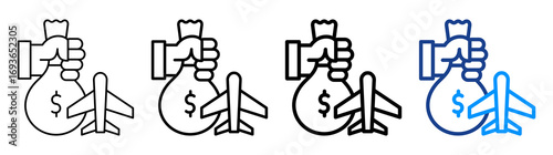 Travel Cost Icon Different Style Outline Collection Set