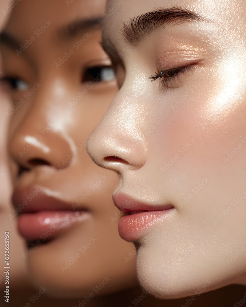 Obraz premium Diverse beauty portraits studio photography close-up soft lighting celebrating diversity