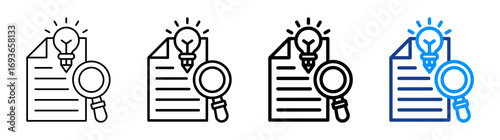 Creative Research Icon Different Style Outline Collection Set