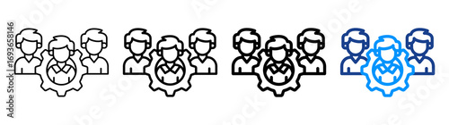 Development Team Icon Different Style Outline Collection Set