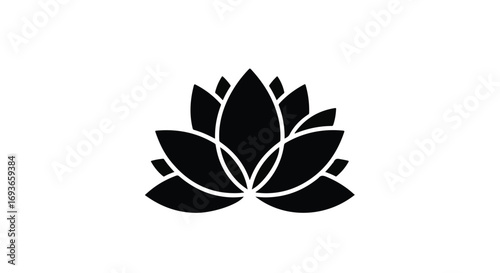 Elegant black lotus flower silhouette symbolizing peace and serenity