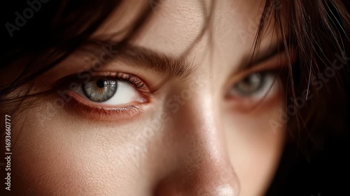 Close-up of a woman's face showcasing the beauty of her eyes