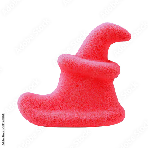 A vibrant red witch hat toy, perfect for playful costumes and festive decorations.