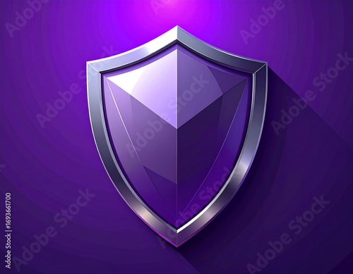 Sleek Glossy Violet Shield Emblem Illuminating Digital Protection