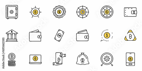 Secure your finances with these essential crypto and banking icons, perfect for modern financial concepts.