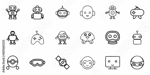 Playful robot icons, futuristic tech, and friendly AI characters bring digital fun to your projects.