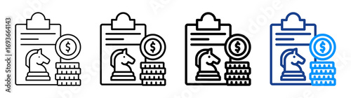 Financial Strategy Icon Different Style Outline Collection Set
