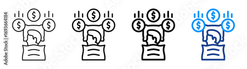 Passive Income Icon Different Style Outline Collection Set