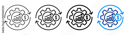 Financial Progress Icon Different Style Outline Collection Set