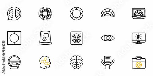 Explore futuristic tech concepts and innovation with this crisp, clean icon set for modern projects