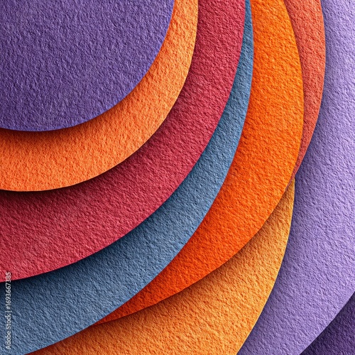 Abstract layered circles of textured colors
