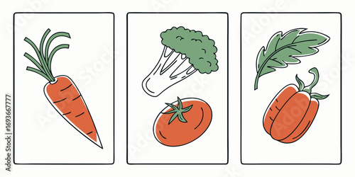 Fresh vegetable selection in vintage style creates an organic, healthy eating vibe for your next project