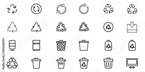 Eco-friendly living icons for sustainable lifestyle design, promoting reuse and waste reduction in style