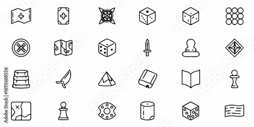 Hand drawn role playing game elements icons for board games and fantasy adventures