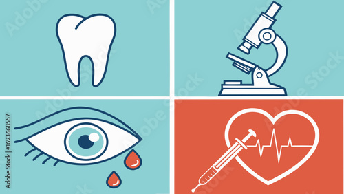 Medical icons representing health and science