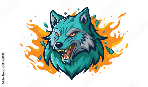 Wild tribal wolf head vector illustration with a ferocious predator mascot, perfect for a tattoo or logo